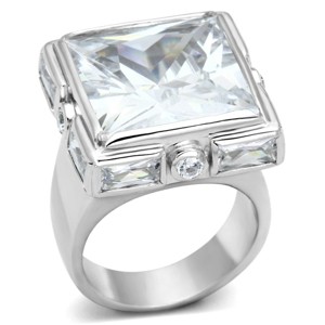 Slickblue 925 Sterling Silver Ring with Clear CZ - Rhodium Plated, Square Design, Elegant Women's Jewelry, Size 5-9 - 1 of 3