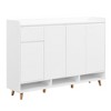 Okak Shoe Cabinet, Storage Cabinet with 3 Doors and One Drawer, Entryway Cabinet with Solid Wood Legs for Entryway, Living Room - 3 of 4