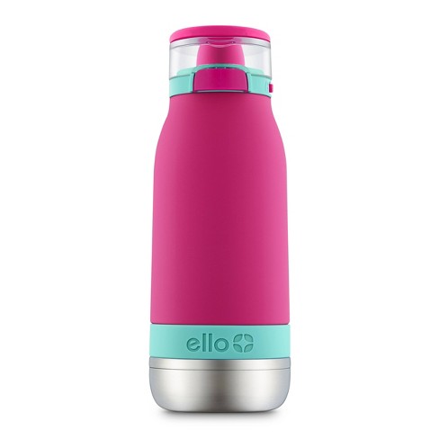 Ello Campy Vacuum Insulated Stainless Steel Water Bottle with Slider Lid, 16 Ounce Avalon Sea, Pink