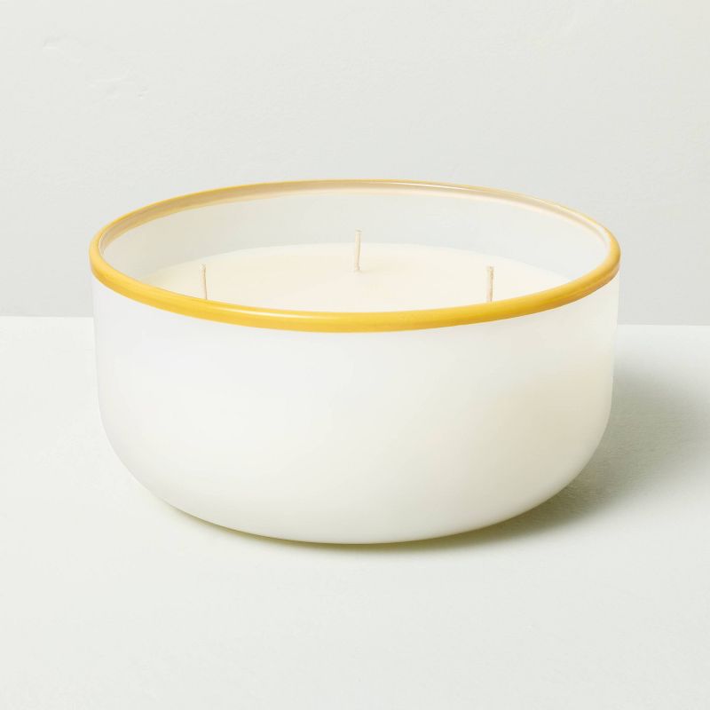 4-Wick Milk Glass Golden Hour Jar Candle 20.8oz Yellow - Hearth &#38; Hand&#8482; with Magnolia, 1 of 5