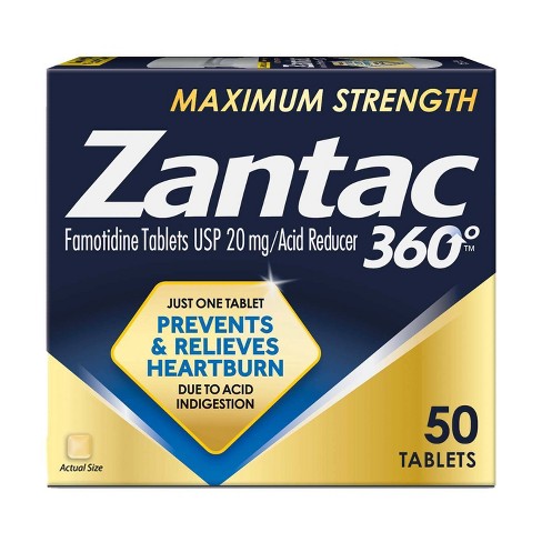 Zantac 360 Maximum Strength Heartburn Prevention and Relief Tablets - 50ct - image 1 of 4