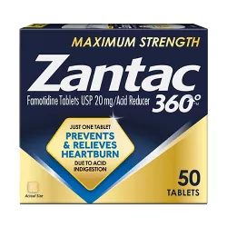 Zantac 360 Maximum Strength Heartburn Prevention and Relief Tablets - 50ct