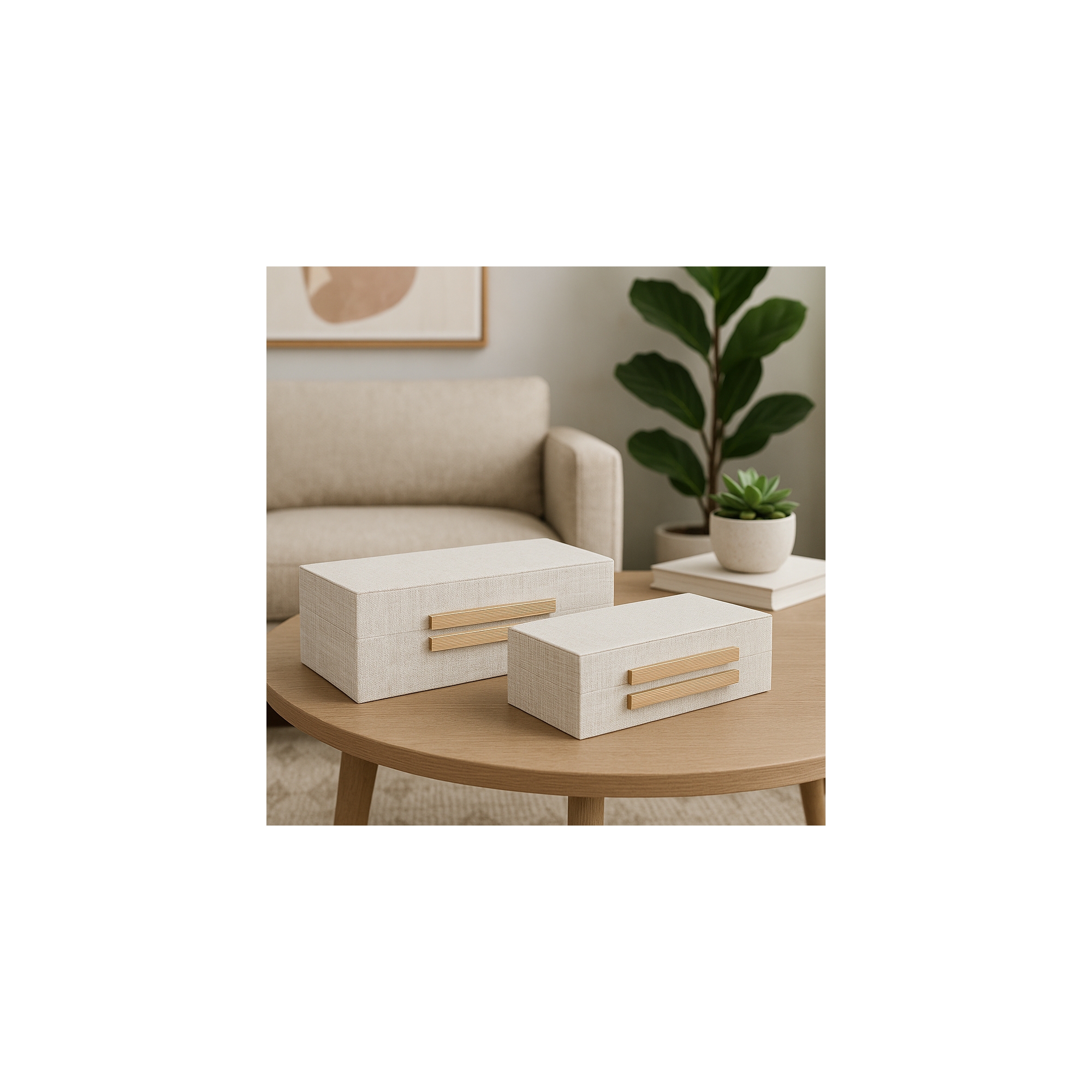 Decorative Boxes for Home Decor - Contemporary Storage Boxes with Lid for Jewelry and Keepsakes for Entryway or Room - Set of 2, 4", 3" White & Gold