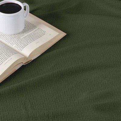 Forest Green Cotton Chevron Lightweight Woven Throw Blanket