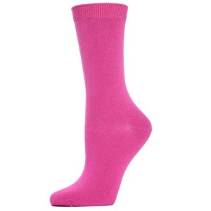 Memoi Women's Flat-Knit Bamboo Blend Crew Socks - 1 of 3