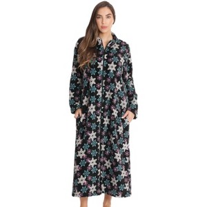 Just Love Women’s Plush Zipper Lounger Robe – Soft Microfleece House Dress with Pockets - 1 of 3