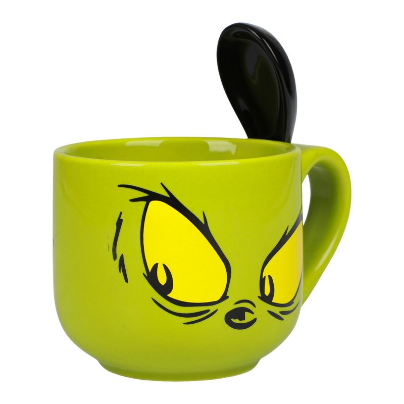 Grinch Big Eyes Holiday Intolerant Green 18oz Ceramic Soup Mug with Spoon, 3 of 6