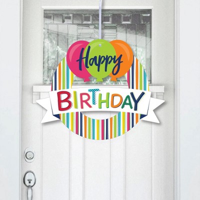 Big Dot of Happiness Cheerful Happy Birthday - Outdoor Colorful Birthday Party Decor - Front Door Wreath