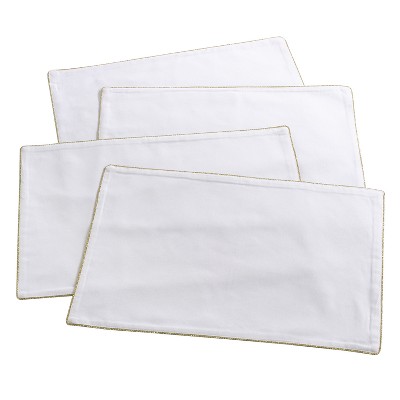 4pk Gold Luana Shimmering Border Design Placemat 14"x20" - Saro Lifestyle