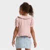 Toddler Girls' Short Sleeve Peter Pan Collar Woven Peplum Top - Cat & Jack™ - 3 of 4