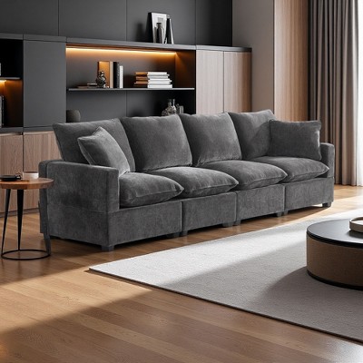 110" Chenille Modular Sectional Sofa with 2 Pillows