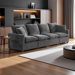 110" Chenille Modular Sectional Sofa with 2 Pillows - 1 of 4