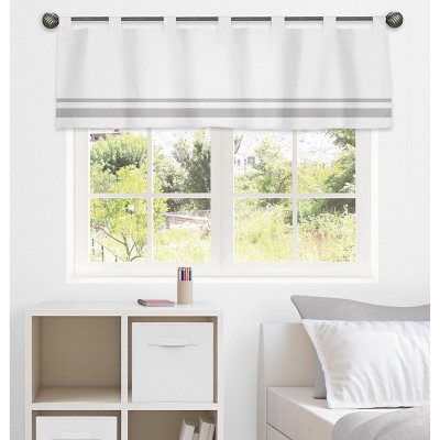 White and Gray Cotton Tab Top Window Valance
