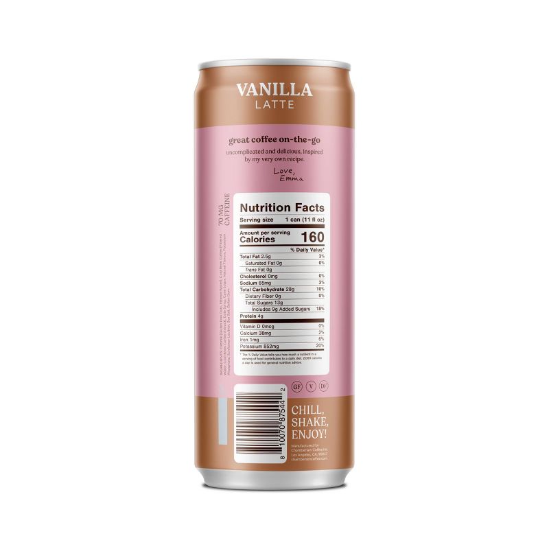 Chamberlain Oat Vanilla Latte Coffee Drink - 11 fl oz Can, 4 of 6