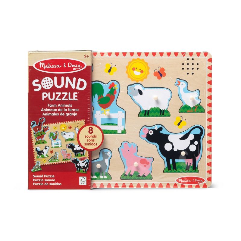 Melissa And Doug Farm Animals Wooden Peg Sound Puzzle 8pc, 4 of 11