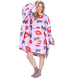 Catalonia Woman Wearable Blanket Hoodie Oversized Sweatshirt, Warm Fleece Pullover Adult Blanket, Cozy Birthday Gift for Woman Wife - 1 of 4