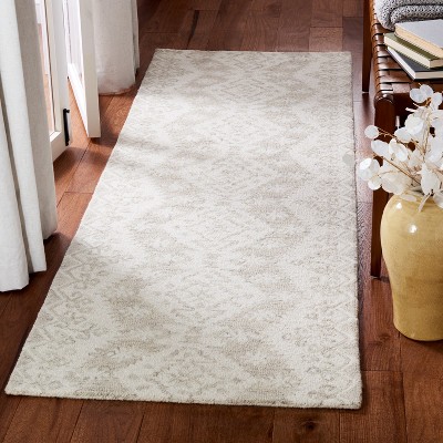 Ivory and Beige Hand-Tufted Wool Runner Rug