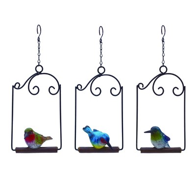 Transpac Resin Hummingbird On Swing Decor Set of 3 Spring Home Decorations