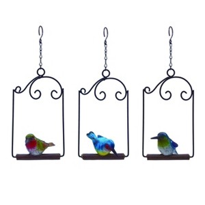 Transpac Resin Hummingbird On Swing Decor Set of 3 Spring Home Decorations - 1 of 1