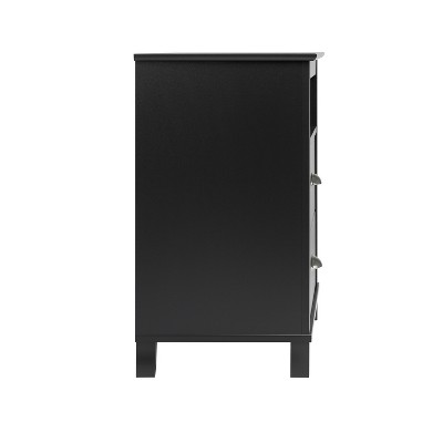 Yaletown Chic Black 2-Drawer Tall Nightstand with Tapered Legs