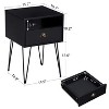 VECELO Metal Frame Nightstand, End/Side Table with Drawer and Storage Shelf for Living Room or Bedroom, Brown/Black - 3 of 4