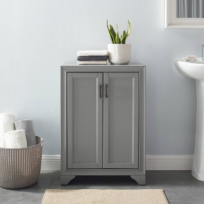 Distressed Gray Adjustable Shelf Bathroom Accent Cabinet