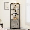 70.9" Farmhouse Corner Cabinet w/ Door, 5-Tier Storage Shelf w/ Protective Fence for Kitchen, Living Room, Grey - 2 of 4