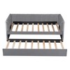 TIRAMISUBEST Twin Size Upholstered Daybed with Ergonomic Design Backrest and Trundle, Velvet Daybed Frame Sofa Bed with Slats Support - 4 of 4