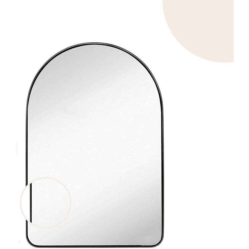 Hamilton Hills 24" x 36" Arched Top Corner Mirror with Black Frame, 4 of 7