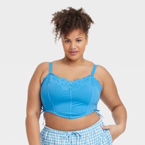 Women's Lace-Up Crochet Corset Bra - Colsie™ - 1 of 3
