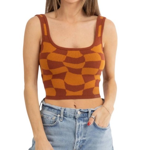 Women's CHECKED KNIT CROP TANK TOP - Bailey Rose - image 1 of 3