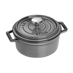 .5 Quart Staub Matte Black Cast Iron Mini Round Cocotte New 
