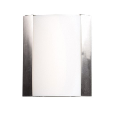 Brushed Steel Dimmable LED Wall Sconce with Opal Glass Shade