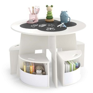 Costway 5 PCS Kids Table and Chair Set with Writable Blackboard Desktop Toddler Table - 1 of 4