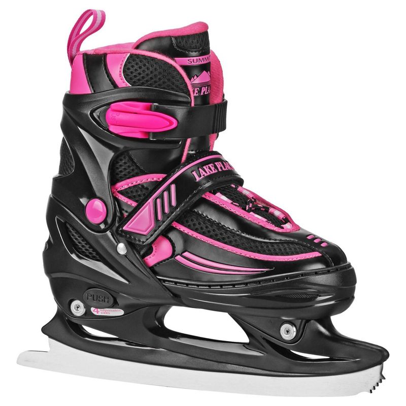 Lake Placid SUMMIT Adjustable Ice Skate - Black/Pink, 1 of 7