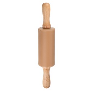Unique Bargains Silicone Smooth Wooden Handle Non-Stick Kitchen Rolling Pin - 1 of 4