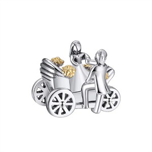 Bride Groom Carriage Wedding Charm European Bead Sterling Silver Ginger Lyne Collection - 1 of 4
