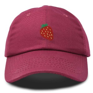 Dalix Strawberry Embroidered Cotton Dad Hat Fruit Adjustable Casual Baseball Cap Nature Womens - 1 of 4