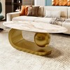Modern Oval Coffee Table, Side Table with Marble Pattern Sintered Stone, Table Tabletop with Gold Stainless Steel Base in 47 Inch-Cuddlewood - 2 of 4