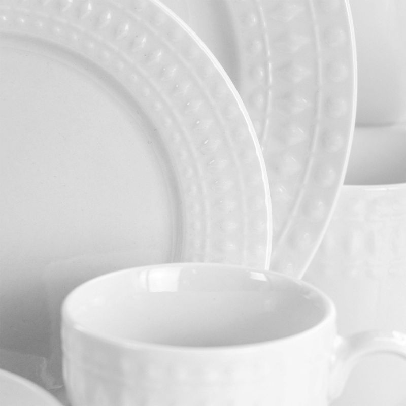 16pc Porcelain Cara Round Dinnerware Set White - Elama, 3 of 8