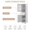 Whisen Retro Tall Bathroom Cabinet, Freestanding Storage Cabinet with Drawer, Fence-style Glass Door and Adjustable Shelf - 4 of 4