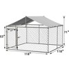 Outside Dog Kennel with Roof, Galvanized Steel Pet Enclosure Chain Link Dog House (118"D x 118"W x 71"H) - 3 of 4