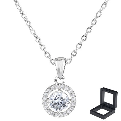 9mm Round Circonia 925 Silver - Single Solitaire Pendant,Brillante para Hacer Collar