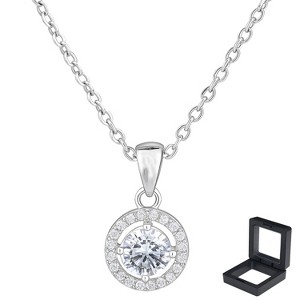 9mm Round Circonia 925 Silver - Single Solitaire Pendant,Brillante para Hacer Collar - 1 of 4