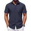 COOFANDY Mens Button Down Short Sleeve Shirt Casual Dress Shirt Untucked Summer Shirts with Pocket - 3 of 4
