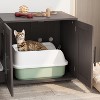 Double Cage Cat Litter Box Enclosure Furniture – Hidden Wooden Enclosed House for 2 Cats, 55" L x 17.7" W x 22.5" H – Discreet Odor-Control Design - 3 of 4