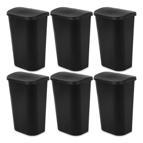 Sterilite 11.3 Gallon Lift Top Lid Wastebasket Kitchen Trash Can, White (6 Pack)