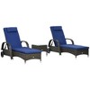 Outsunny Chaise Lounge Set of 2 with 5 Angle Backrest, Wheels, Armrests, Table, Cushions, PE Rattan Wicker Chairs, 3-Piece Pool Furniture Set - 4 of 4