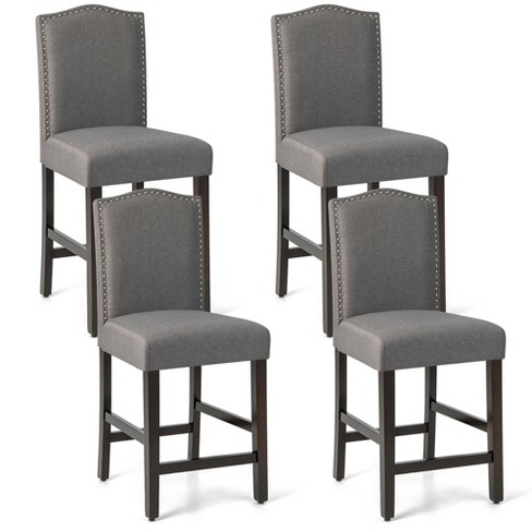 Costway Set Of 4 Upholstered Bar Stools 25'' Counter Height Chairs With ...