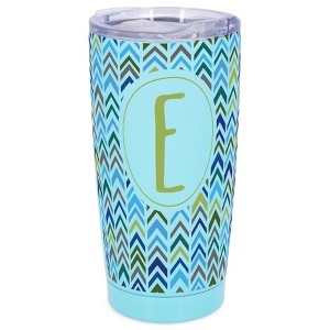 Elanze Designs E Monogram Herringbone Arrows Wrap-Around Design 20 Ounce Stainless Steel On-The-Go Coffee Mug, Thermal Travel Tumbler with Leak - 1 of 4